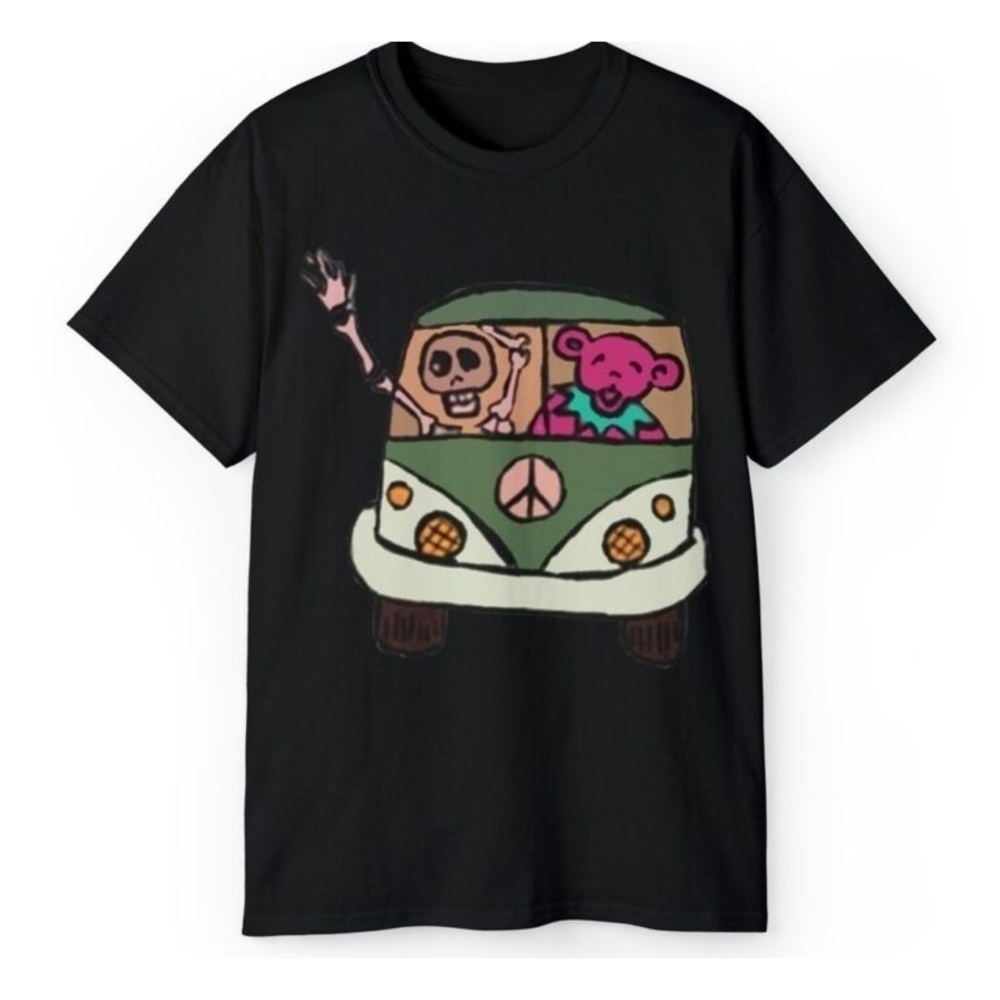 Grateful Dead Vw Bus Skeleton Dancing Bear Rare Shirt